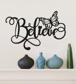 Believe Butterfly Cut Metal, Metal Art Wall Decor, Cut Wall Hanging