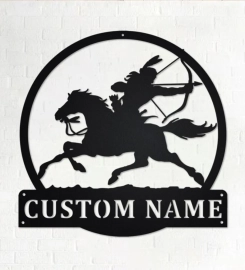 Custom Indian Riding A Horse Metal Wall Art, Personalized Indian