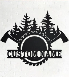 Custom Lumberjack Metal Wall Art, Personalized Lumberjack Name Sign