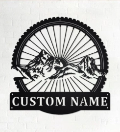 Custom Mountain Bike Metal Wall Art, Personalized Mountain Bike Name Sign Decorate