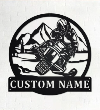 Custom Snowmobiler Metal Wall Art, Personalized Snowmobiler Name Sign Decor