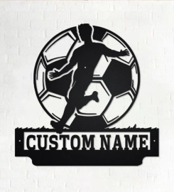 Custom Soccer Player Metal Wall Art, Personalized Soccer Player Name Sign Decora