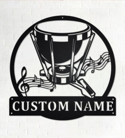 Custom Timpani Drum Musical Instrument Metal Wall Art, Personalized Timpani