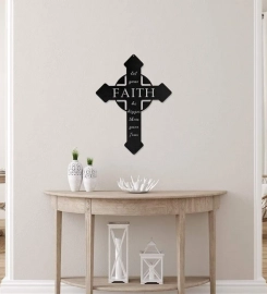 Faith Cross Metal Sign Wall Decor, Metal Sign Outdoor, Cut Metal