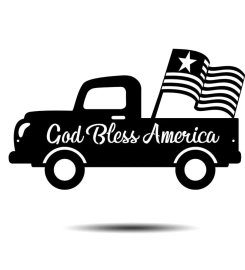 God Bless America Old Truck Cut Metal, Metal Art Wall Decor, Cut Wall Hanging