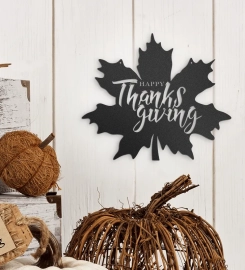 Happy Thanksgiving Leaf Metal Sign Wall Decor, Metal Sign Outdoor, Cut Metal