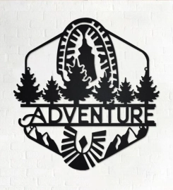 Hiking Adventure Metal Wall Art, Hiking Adventure Sign Decoration For Room, Hiking