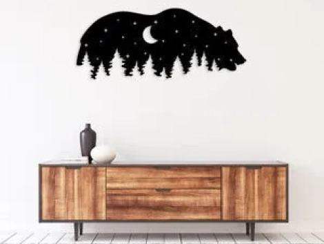 Moon Bear Metal Art, Metal Sign Wall Decor, Metal Sign Outdoor, Indoor