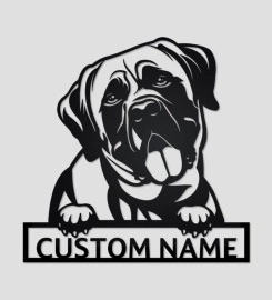 Personalized Mastiff Dog Metal Sign, Mastiff Dog Metal Wall Art, Dog Metal