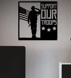 Support Our Troops   Americana Cut Metal, Metal Art Wall Decor, Cut Wall Hanging