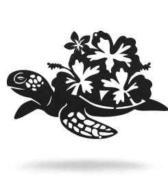 Turtle Flower Cut Metal, Metal Art Wall Decor, Cut Wall Hanging